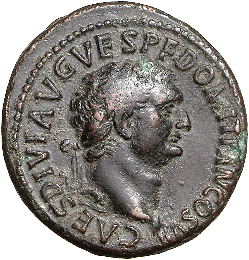 RIC II, Part 1 (second edition) Titus 314 Titus obverse, Kopf des Domitianus mit Lorbeerkranz nach r.