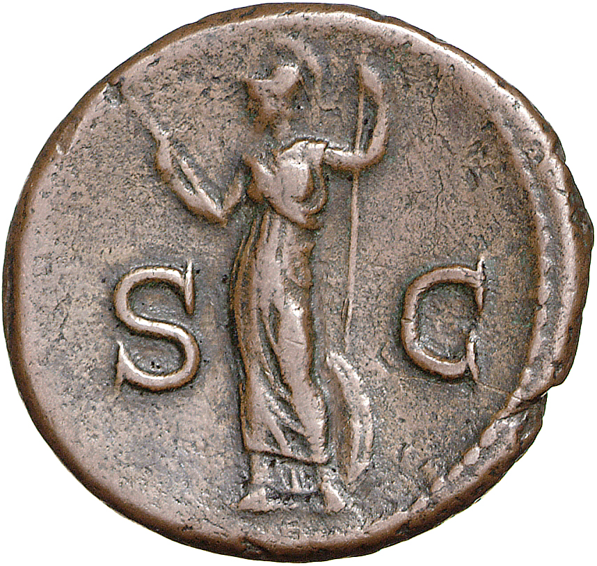 RIC II, Part 1 (second edition) Titus 315 Titus reverse, Minerva steht nach l. Sie hält in ihrer l. Hand einen Speer und i...