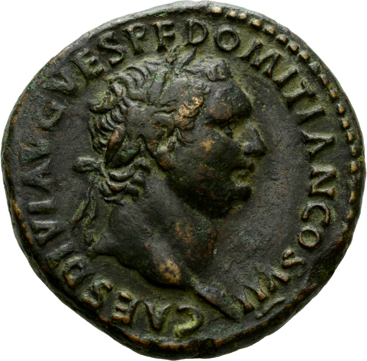 RIC II, Part 1 (second edition) Titus 322 Titus obverse, Head of Domitian, laureate, right