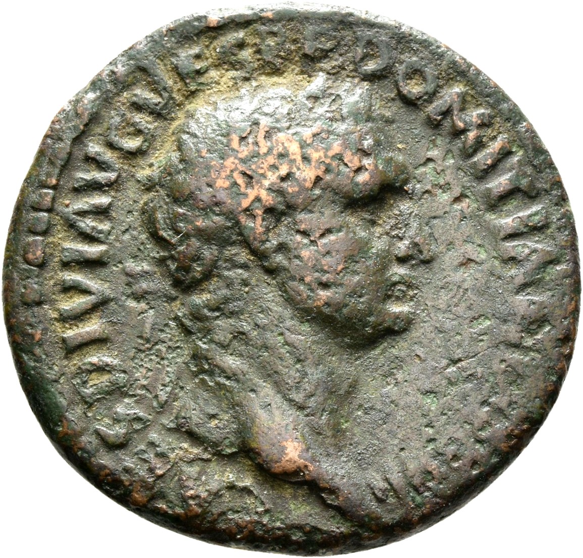 RIC II, Part 1 (second edition) Titus 322 Titus obverse, Head of Domitian, laureate, right