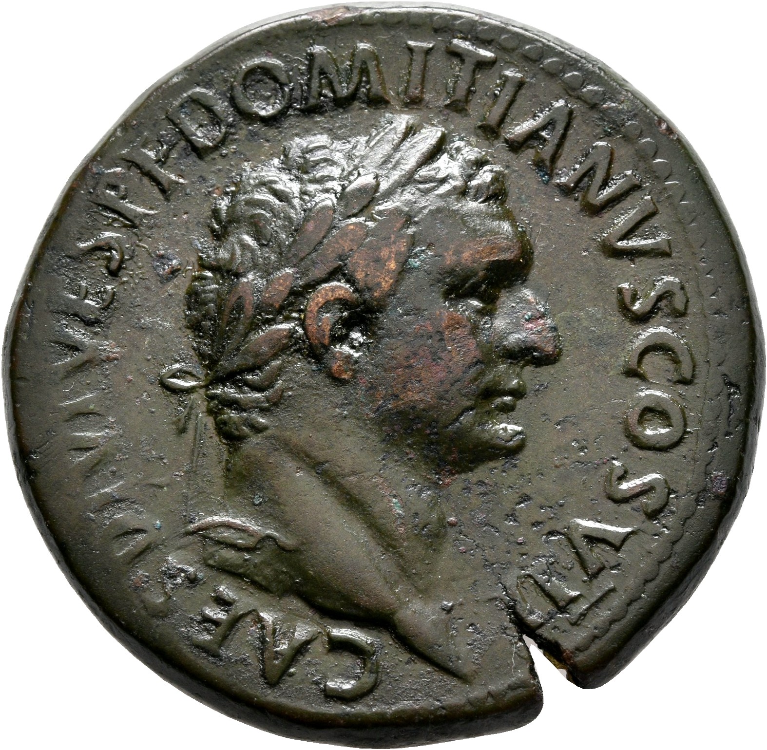 RIC II, Part 1 (second edition) Titus 330 Titus obverse, Head of Domitian, laureate, right