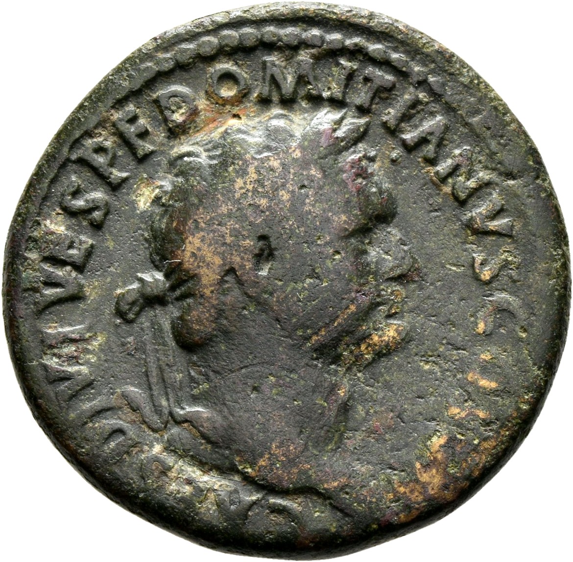 RIC II, Part 1 (second edition) Titus 335 Titus obverse, Head of Domitian, laureate, right
