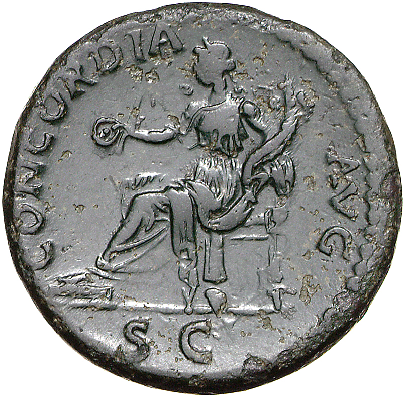 RIC II, Part 1 (second edition) Titus 337 Titus reverse, Concordia seated left, holding patera and cornucopiae