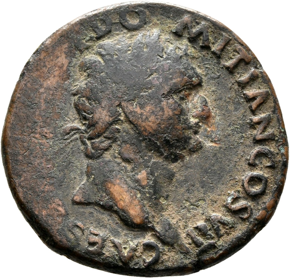 RIC II, Part 1 (second edition) Titus 343 (as) Titus obverse, Head of Domitian, laureate, right