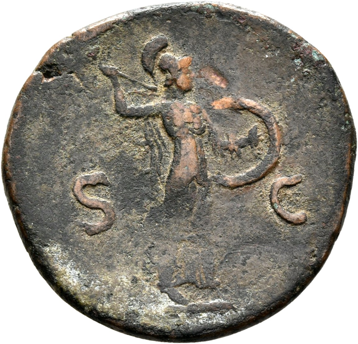 RIC II, Part 1 (second edition) Titus 343 (as) Titus reverse, Minerva advancing right, holding spear and shield