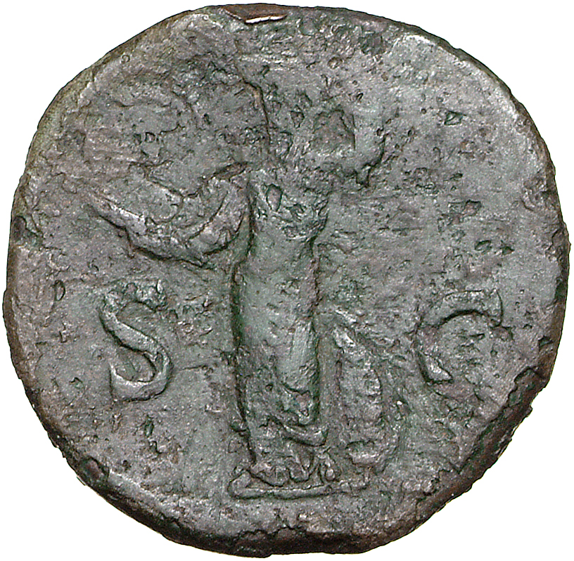 RIC II, Part 1 (second edition) Titus 347 Titus reverse, Minerva steht nach l. Sie hält in ihrer l. Hand einen Speer und i...