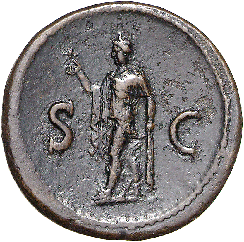 RIC II, Part 1 (second edition) Titus 350 Titus reverse, Spes schreitet nach l. Ihre l. Hand greift in das Gewand und auf ...