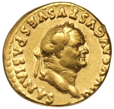 RIC II, Part 1 (second edition) Titus 358 Titus obverse, Head of Divus Vespasian, laureate, right