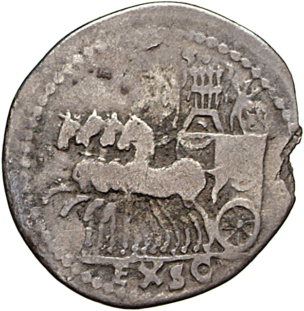 RIC II, Part 1 (second edition) Titus 361 Titus reverse, Slow quadriga left, with car in form of small, richly ornamented ...