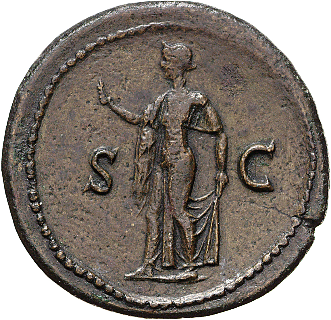 RIC II, Part 1 (second edition) Titus 372 Titus reverse, Spes standing, left holding flower in right and raising skirt wit...