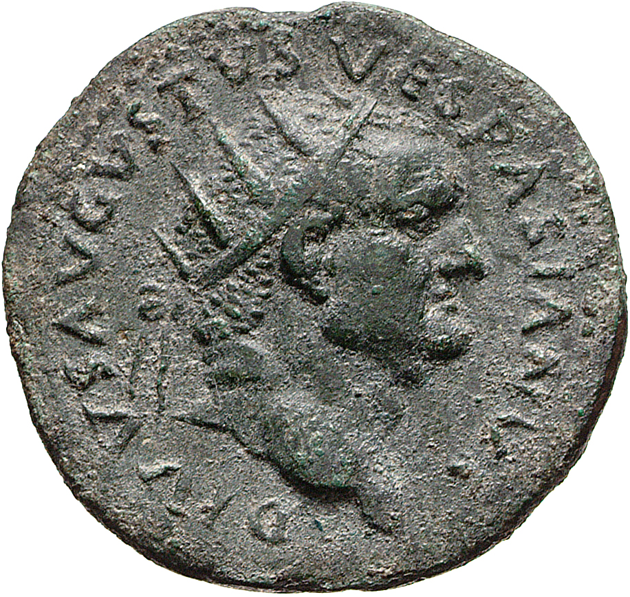 RIC II, Part 1 (second edition) Titus 373 Titus obverse, Head of Divus Vespasian, radiate, right