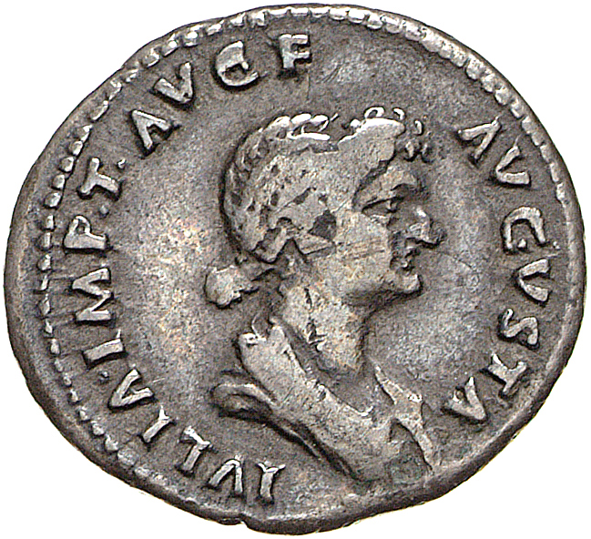 RIC II, Part 1 (second edition) Titus 389 Titus obverse, Bust of Julia Titi, draped, right; hair bundled high in front and...