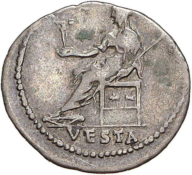 RIC II, Part 1 (second edition) Titus 389 Titus reverse, Vesta seated left, holding palladium and sceptre