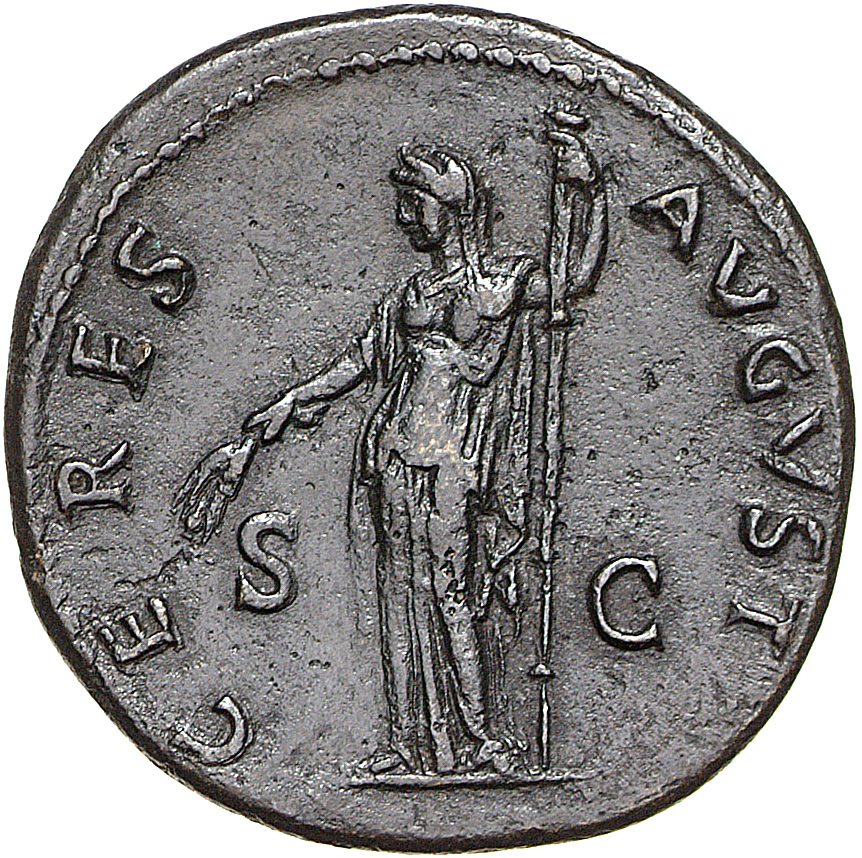 RIC II, Part 1 (second edition) Titus 392 Titus reverse, Ceres standing left, holding corn-ears and torch