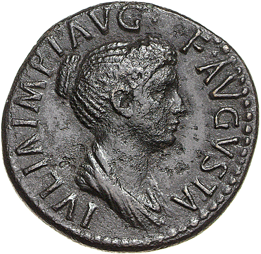 RIC II, Part 1 (second edition) Titus 392 Titus obverse, Bust of Julia Titi, draped, right; hair bundled high in front and...
