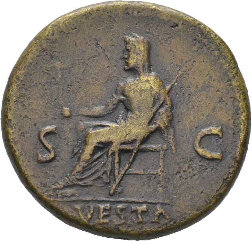 RIC II, Part 1 (second edition) Titus 397 Titus reverse, Vesta seated left, holding palladium and sceptre