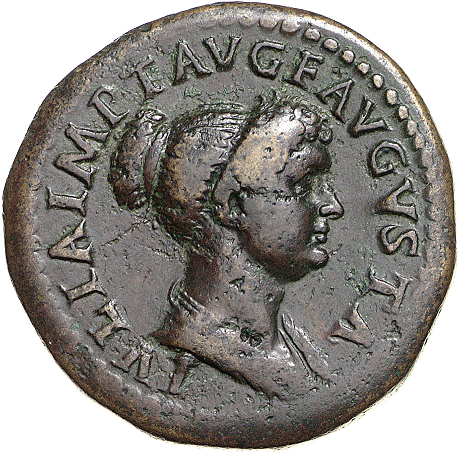 RIC II, Part 1 (second edition) Titus 398 Titus obverse, Bust of Julia Titi, draped, right; hair bundled high in front and...