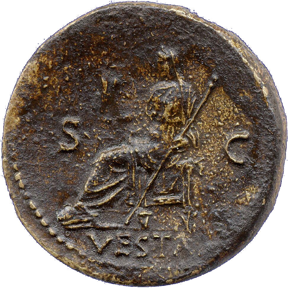RIC II, Part 1 (second edition) Titus 398 Titus reverse, Vesta seated left, holding palladium and sceptre
