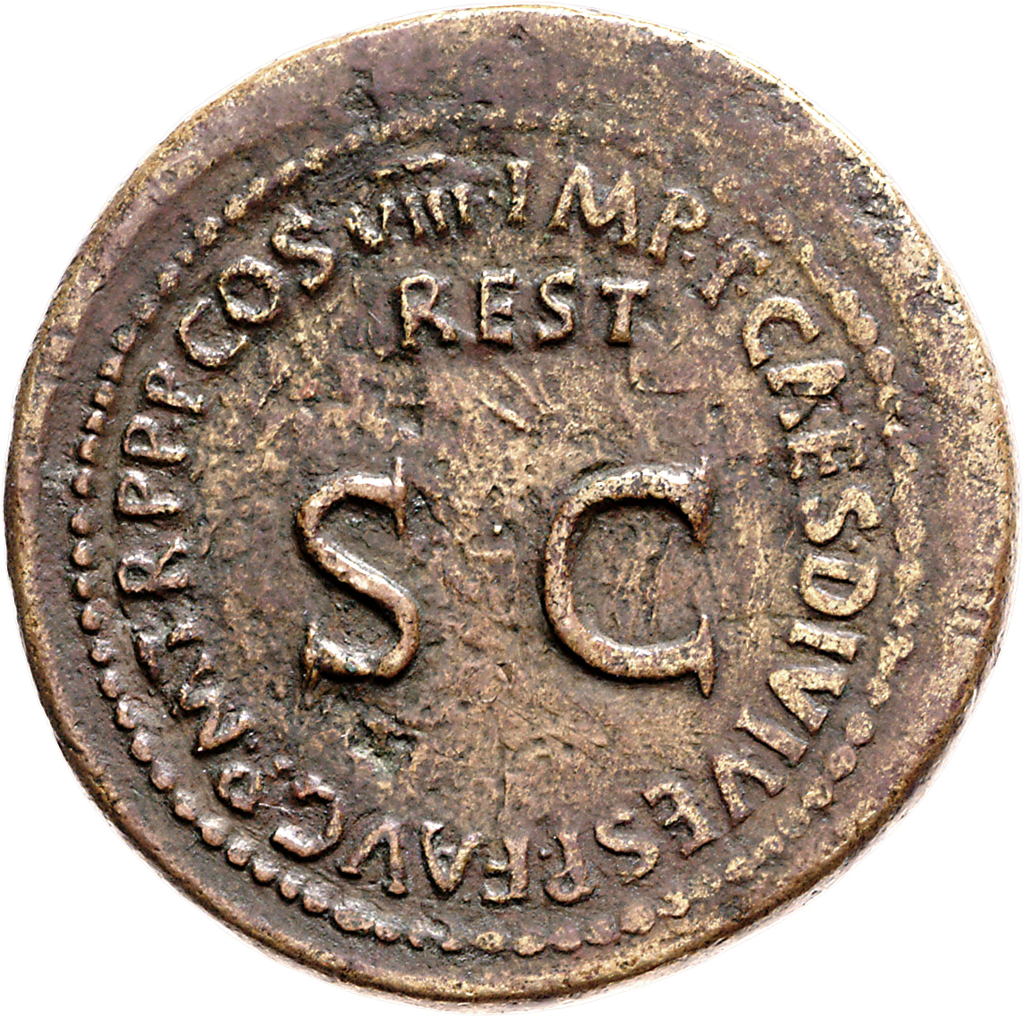 RIC II, Part 1 (second edition) Titus 399 Titus reverse, Legend surrounding large S C