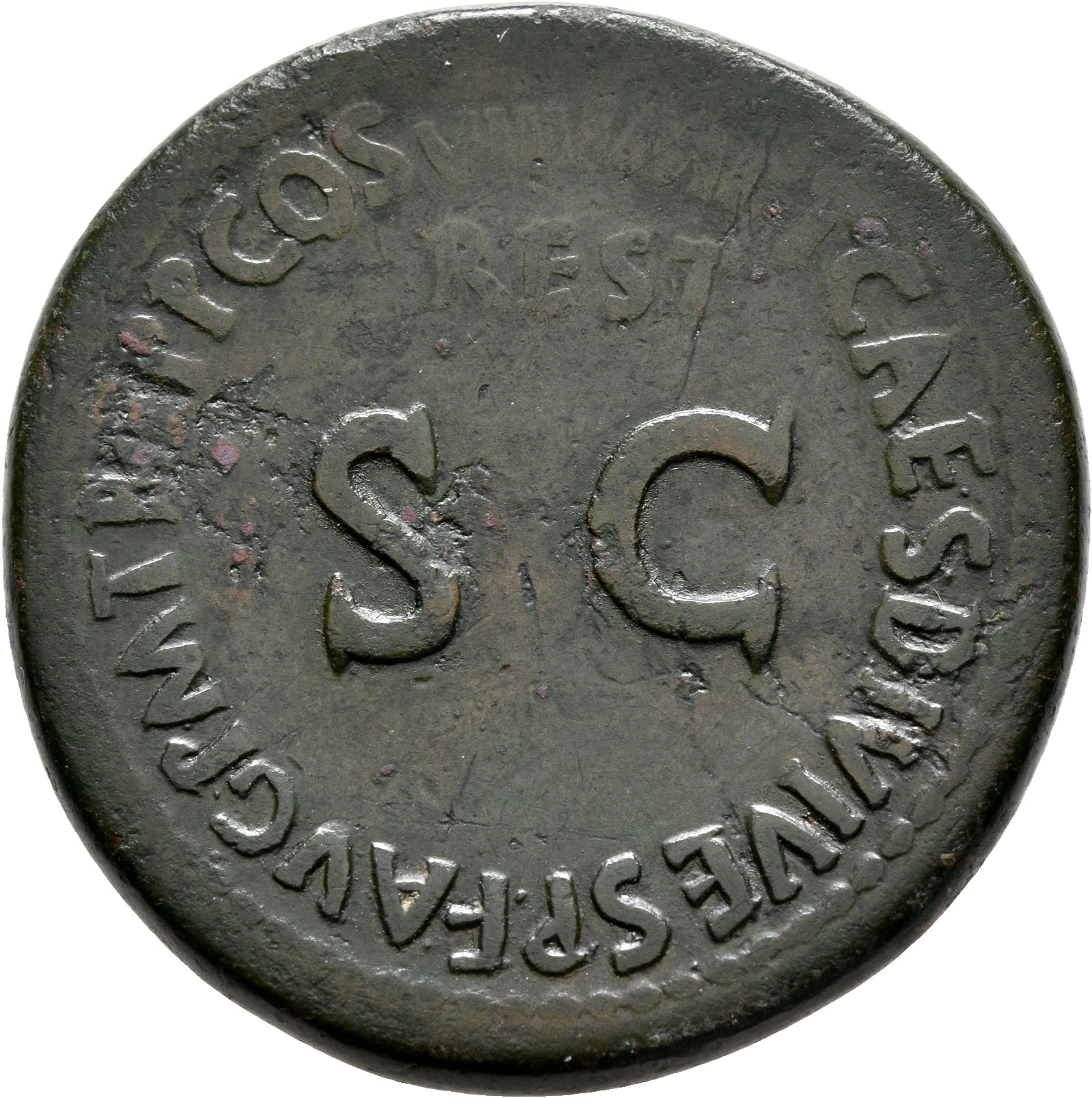 RIC II, Part 1 (second edition) Titus 401 Titus reverse, Legend surrounding large S C