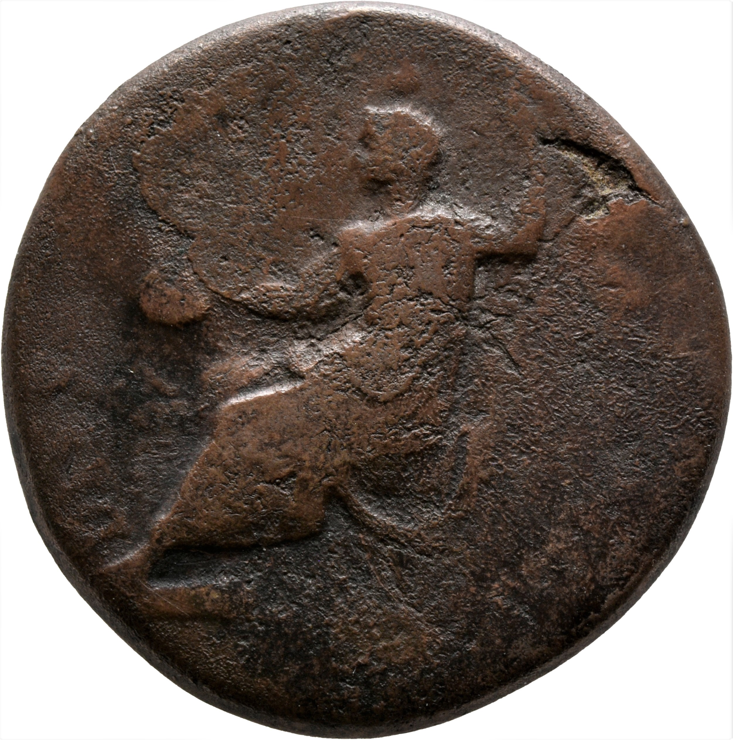 RIC II, Part 1 (second edition) Titus 403 Titus obverse, Divus Augustus, radiate, seated left on curule chair, feet on sto...