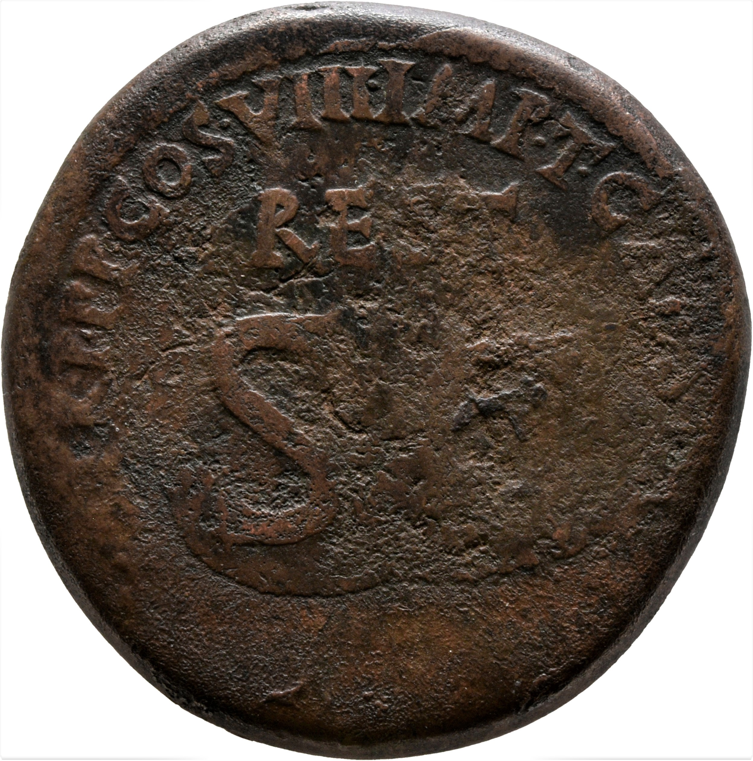 RIC II, Part 1 (second edition) Titus 403 Titus reverse, Legend surrounding large S C