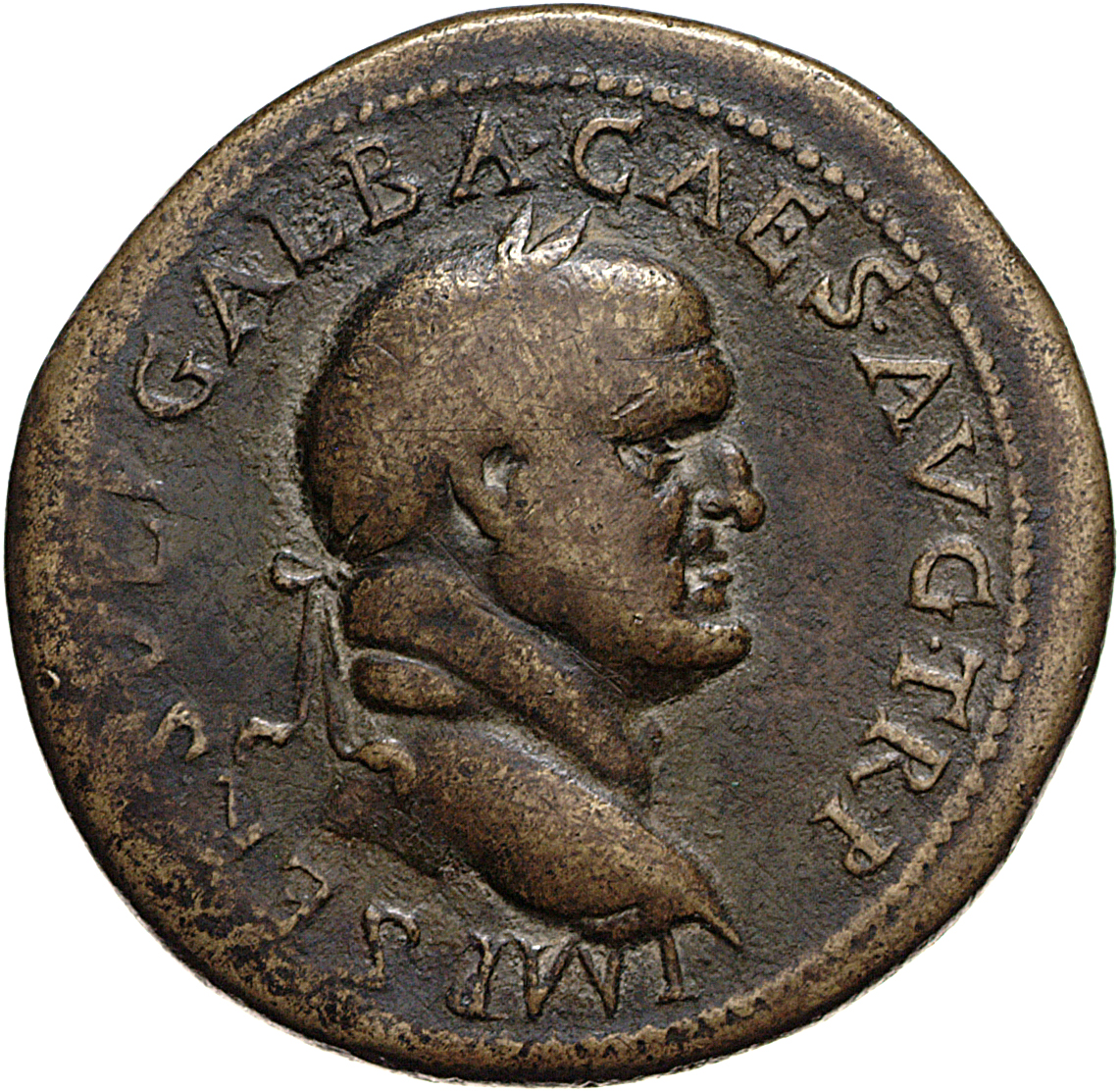 RIC II, Part 1 (second edition) Titus 421 Titus obverse, Head of Galba, laureate, right