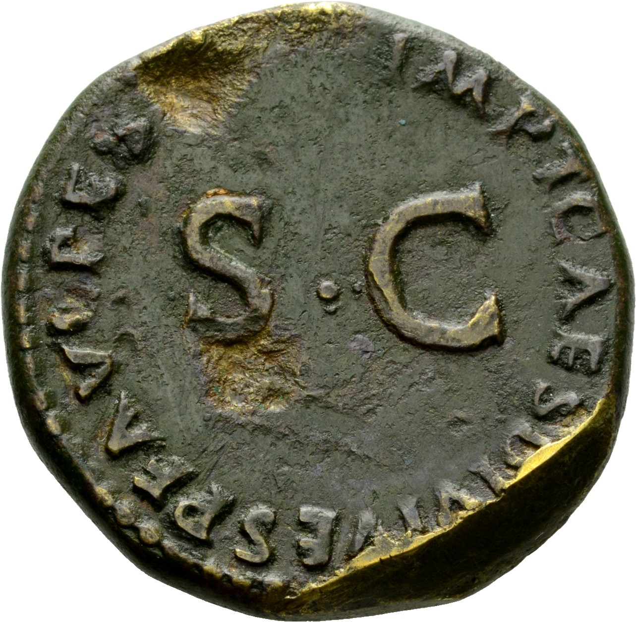 RIC II, Part 1 (second edition) Titus 424 Titus reverse, Legend surrounding large S C
