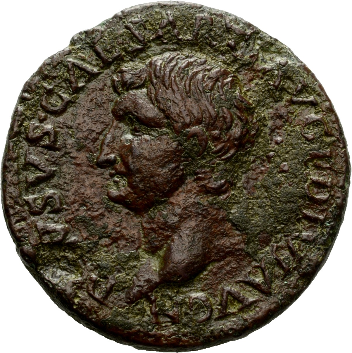 RIC II, Part 1 (second edition) Titus 437 Titus obverse, Head of Drusus, bare, left