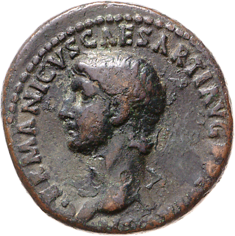 RIC II, Part 1 (second edition) Titus 442 Titus obverse, Head of Germanicus, bare, left