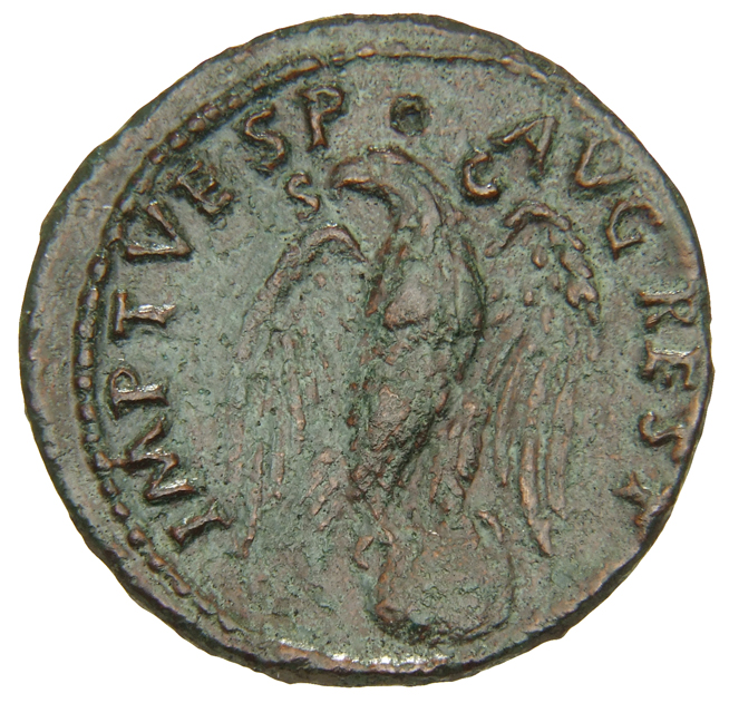 RIC II, Part 1 (second edition) Titus 464 Titus reverse, Eagle standing front on globe, head left, wings spread