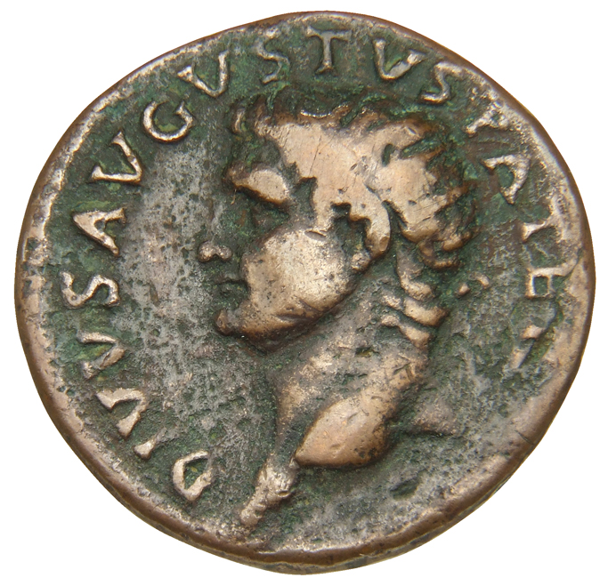 RIC II, Part 1 (second edition) Titus 466 Titus obverse, Head of Divus Augustus, radiate, left