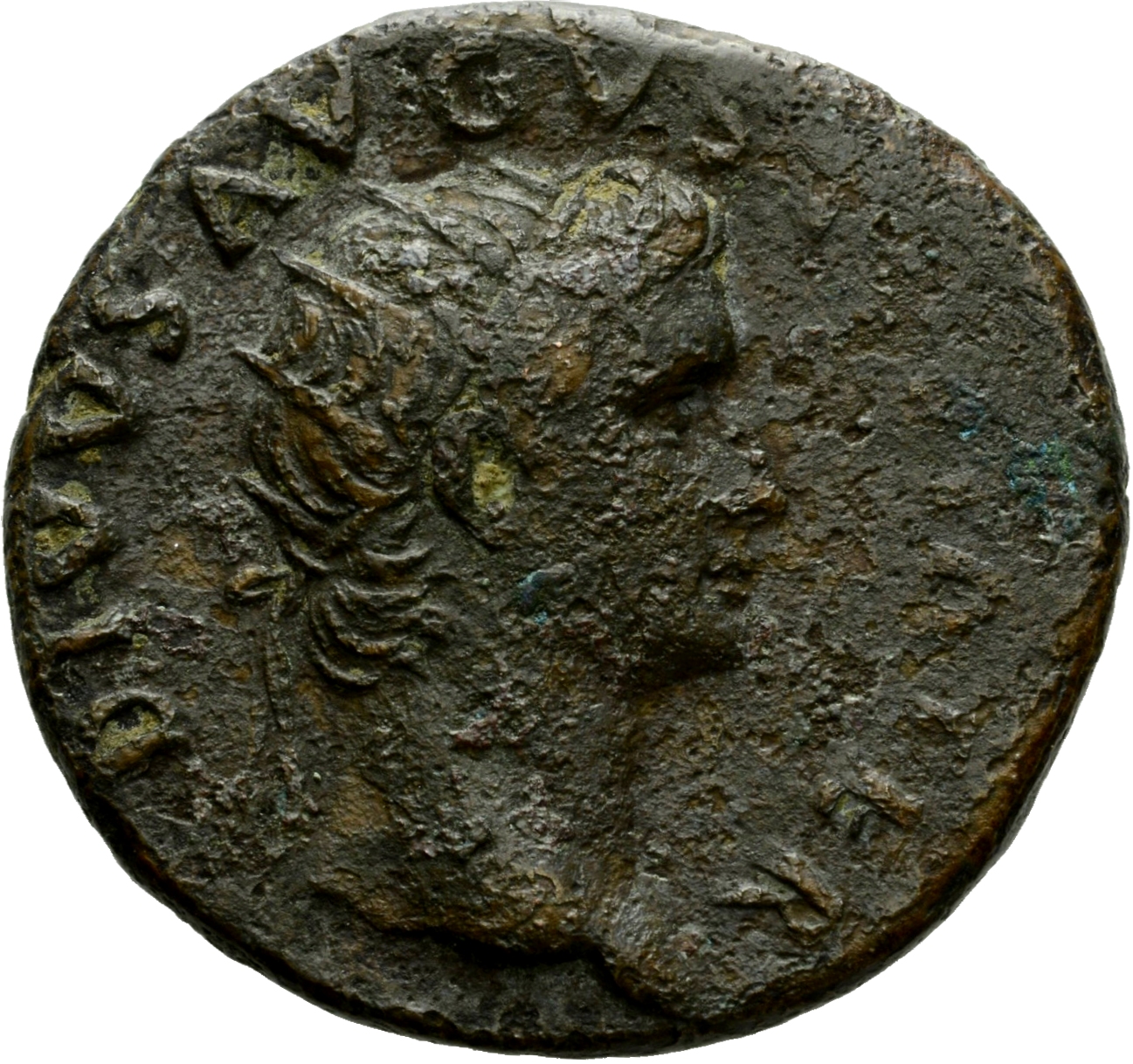 RIC II, Part 1 (second edition) Titus 468 Titus obverse, Head of Divus Augustus, radiate, right