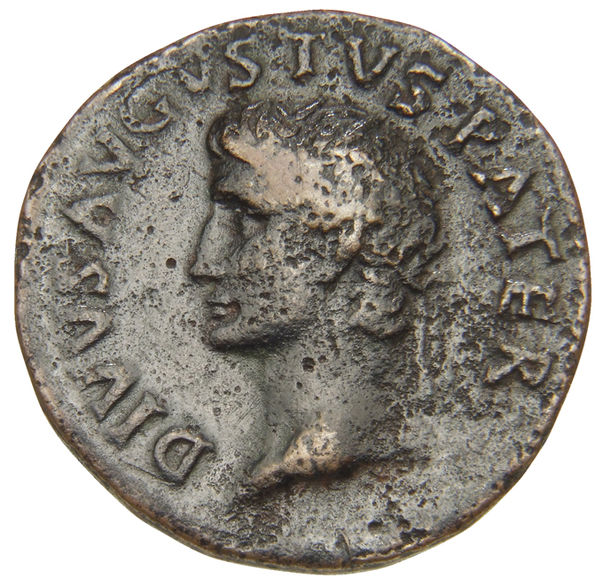 RIC II, Part 1 (second edition) Titus 469 Titus obverse, Head of Divus Augustus, radiate, left