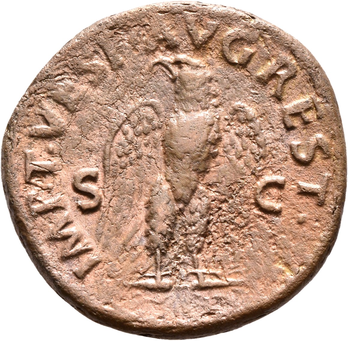 RIC II, Part 1 (second edition) Titus 469 Titus reverse, Eagle standing front on thunderbolt, head left, wings spread