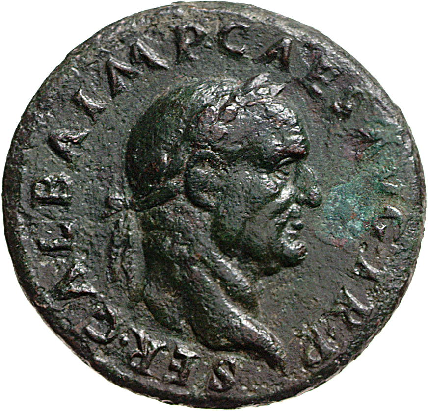 RIC II, Part 1 (second edition) Titus 497 Titus obverse, Head of Galba, laureate, right