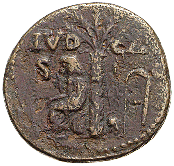 RIC II, Part 1 (second edition) Titus 504 Titus reverse, Judaea seated to left of palm-tree; yoke right