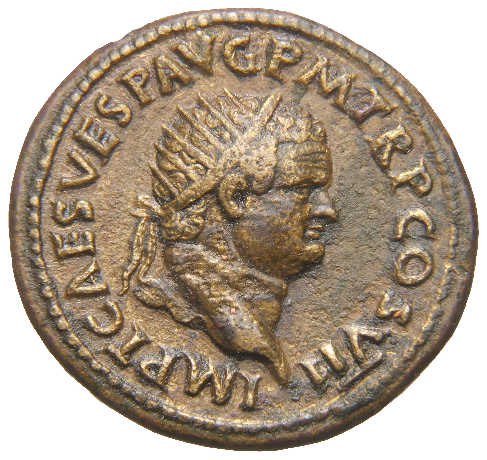 RIC II, Part 1 (second edition) Titus 67 Titus obverse, Head of Titus, radiate, right