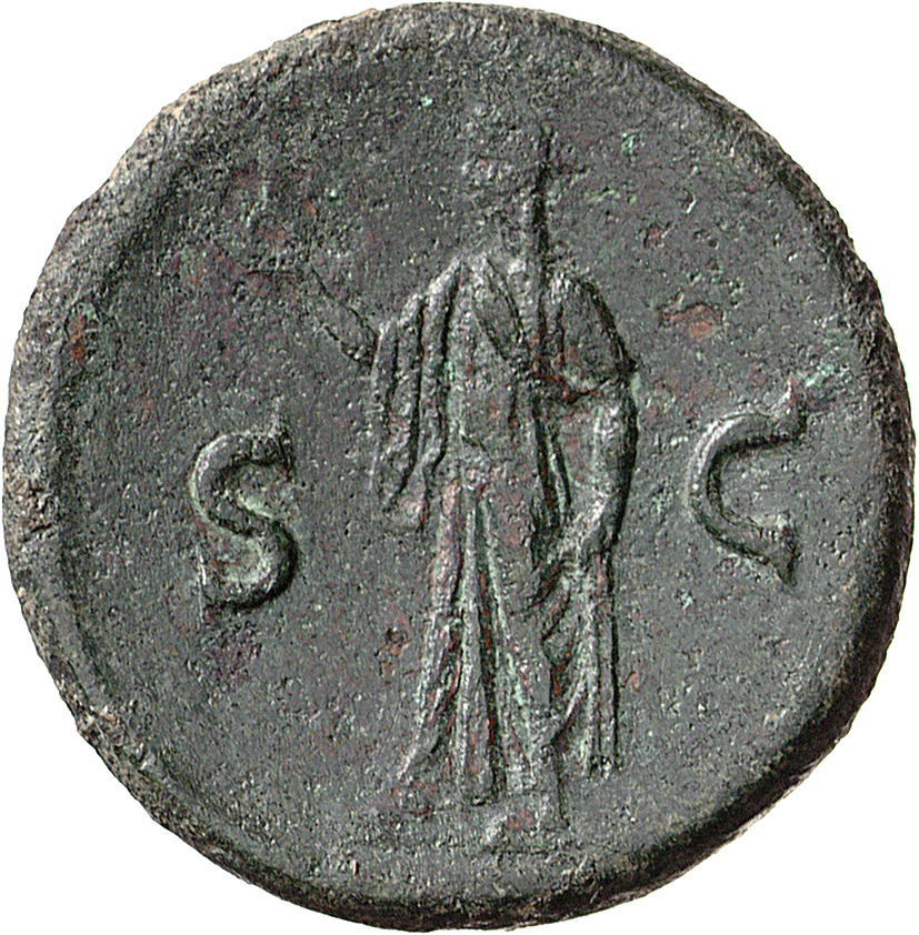 RIC II, Part 1 (second edition) Titus 73 Titus reverse, Spes standing, left holding flower in right and raising skirt with...