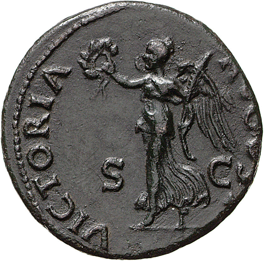 RIC II, Part 1 (second edition) Titus 78 Titus reverse, Victory advancing left, holding wreath and palm