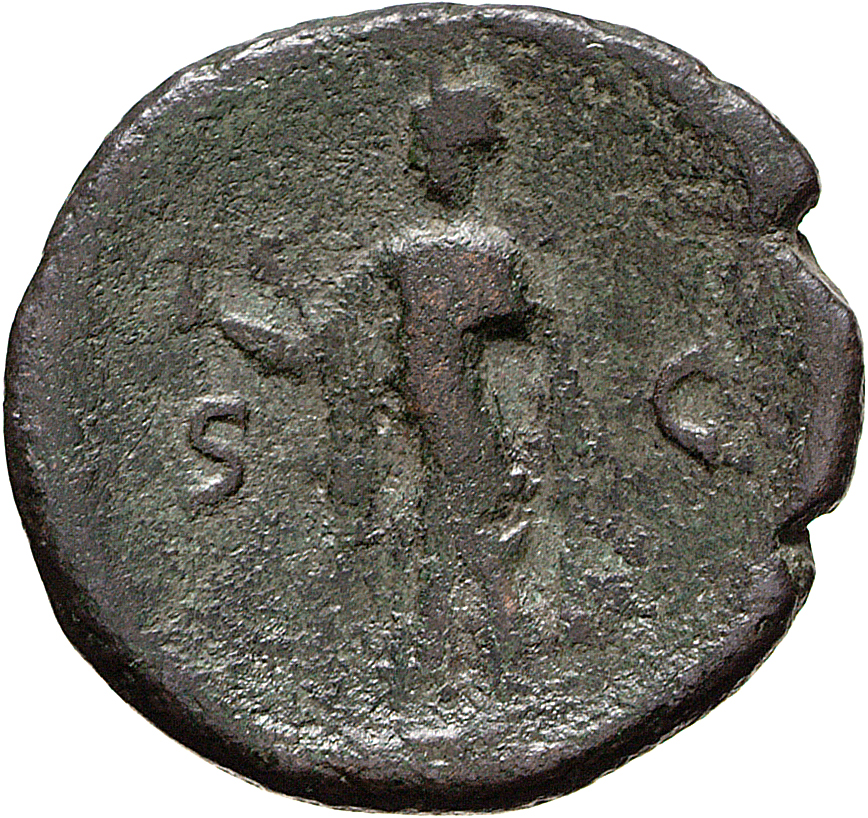 RIC II, Part 1 (second edition) Vespasian 1010 Vespasian reverse, Spes standing, left holding flower in right and raising ...