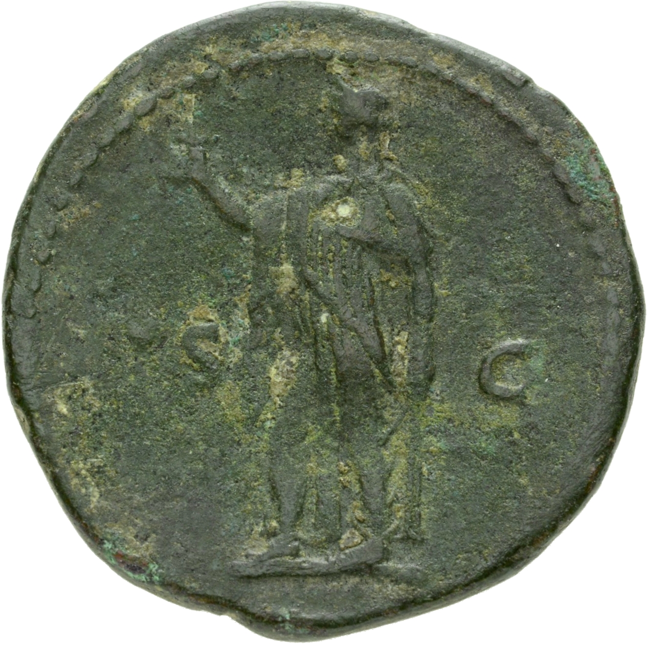 RIC II, Part 1 (second edition) Vespasian 1011 Vespasian reverse, Spes standing, left holding flower in right and raising ...