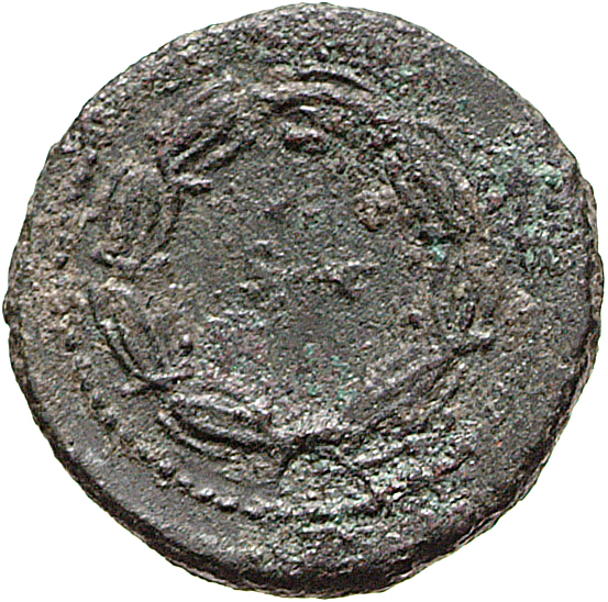 RIC II, Part 1 (second edition) Vespasian 1017 Vespasian reverse, Legend in laurel wreath