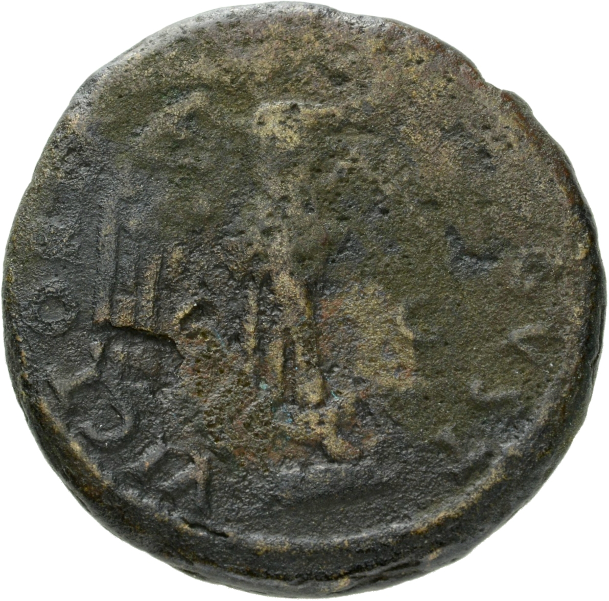 RIC II, Part 1 (second edition) Vespasian 1035 Vespasian reverse, Victory standing right on prow, holding wreath and palm