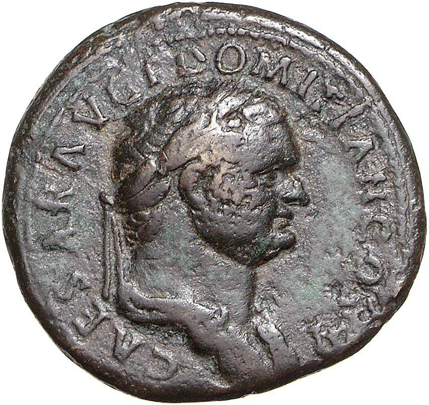 RIC II, Part 1 (second edition) Vespasian 1045 Vespasian obverse, Bust of Domitian, laureate and draped, right