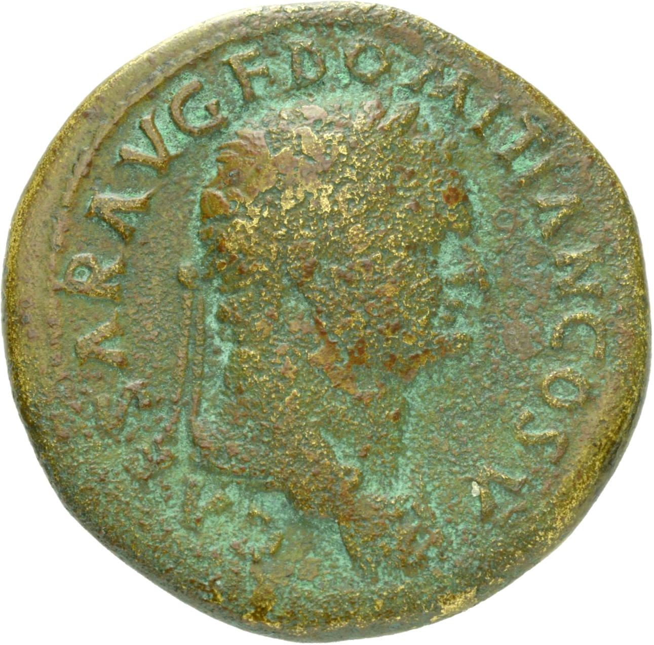 RIC II, Part 1 (second edition) Vespasian 1047 Vespasian obverse, Bust of Domitian, laureate and draped, right