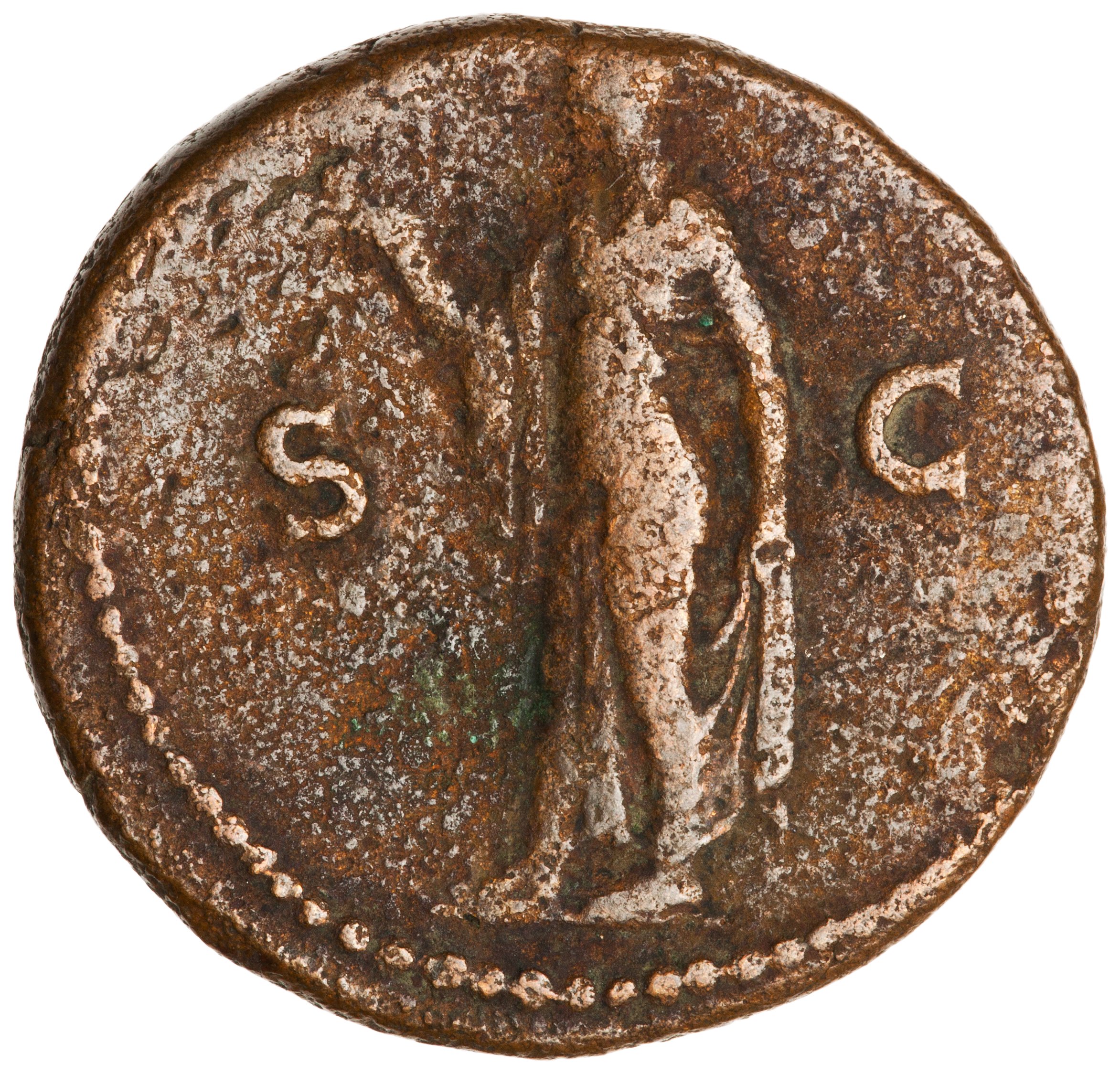 RIC II, Part 1 (second edition) Vespasian 1053 Vespasian reverse, Spes standing, left holding flower in right and raising ...