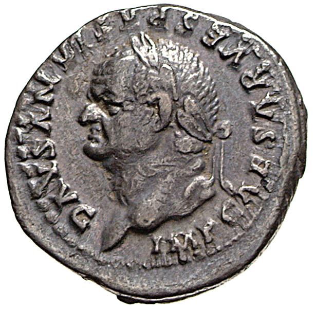 Vespasian obverse — Head of Vespasian, laureate, left