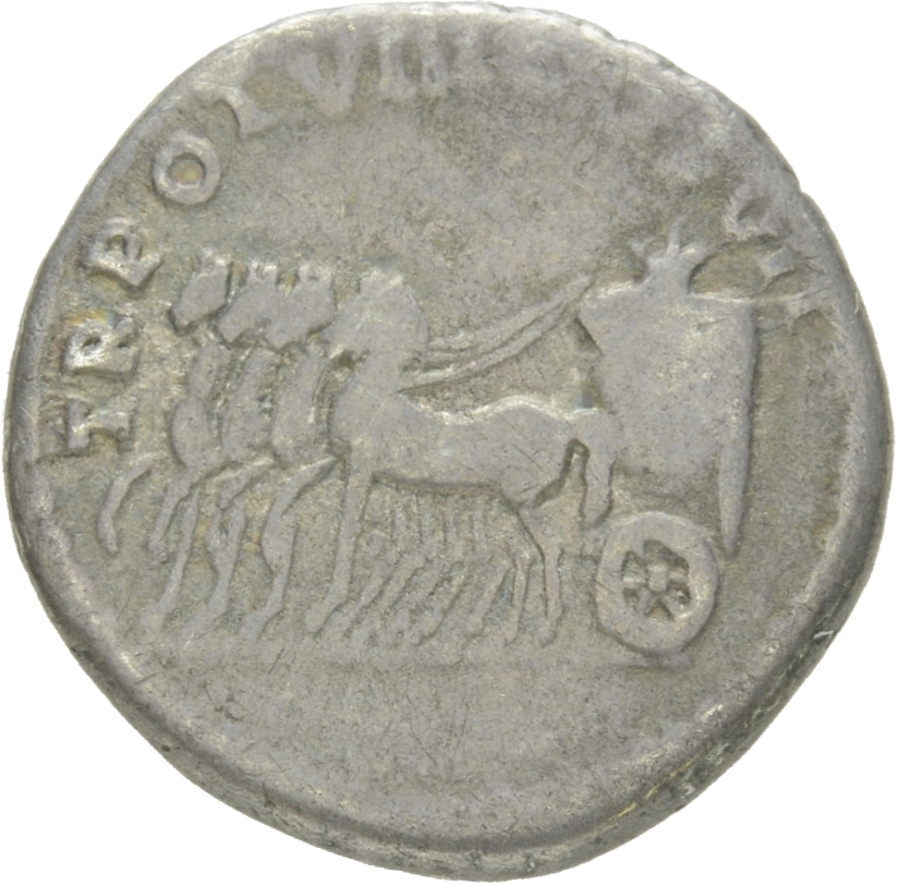 RIC II, Part 1 (second edition) Vespasian 1074 Vespasian reverse, Slow quadriga left, with basket-like car, in which are t...