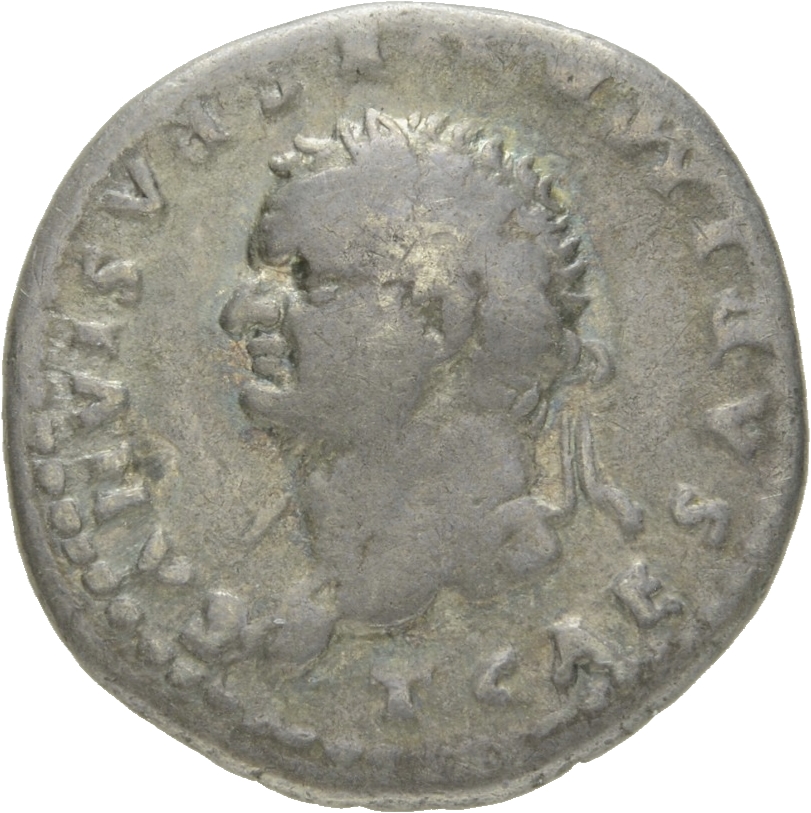 RIC II, Part 1 (second edition) Vespasian 1074 Vespasian obverse, Head of Titus, laureate, left